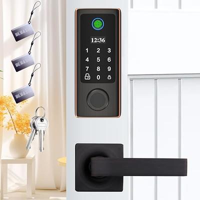 BEBASIA Fingerprint Door Lock with Handles, Keyless Entry Door