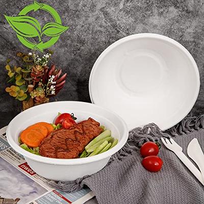 Paper Bowls 20 oz Heavy Duty, 150 Pack Disposable Bowls for Hot Soup,  Biodegradable Compostable Bowls, Eco-Friendly Bowls Made Of Sugarcane,  Microwave