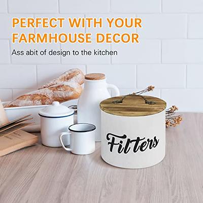 Coffee Filter Holder, Farmhouse White Filter Storage Container