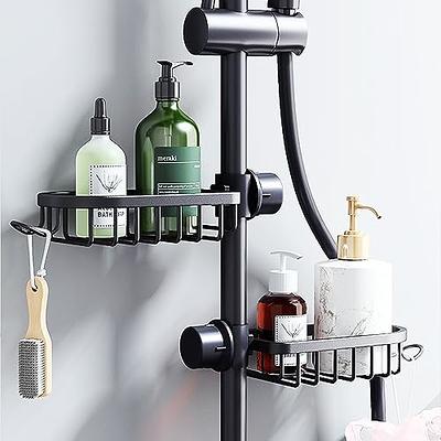 Non Drilling Shower Bottle Rack Self-Adhesive Shampoo Dispenser Bottle  Holder Wall Mounted Hand Soap Dispenser Holder Stainless Steel Liquid Soap Bottle  Holder Black 1.06 inch Hole 