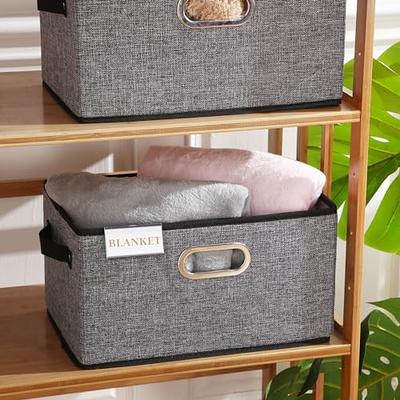 Large Collapsible Storage Bins With Lids Linen Fabric Foldable