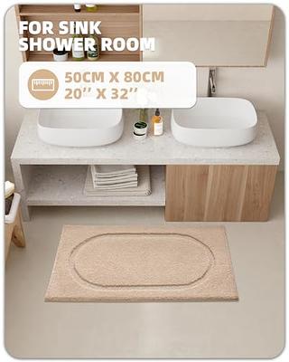  Color&Geometry White Bathroom Rugs - Absorbent, Non