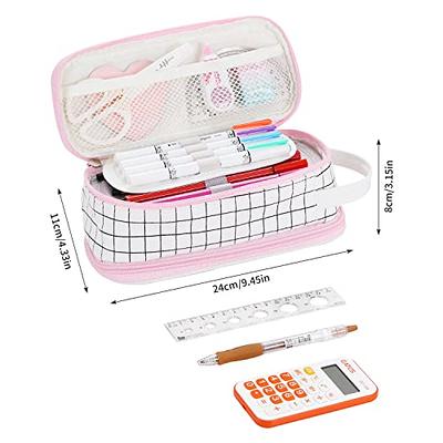 Sooez Large Pencil Case Pouch, Extra Big Pencil Bag with 5 Compartments,  Pen Bag Wide Opening, Soft Corduroy Pencil Pouch Organizer with Zipper,  Cute