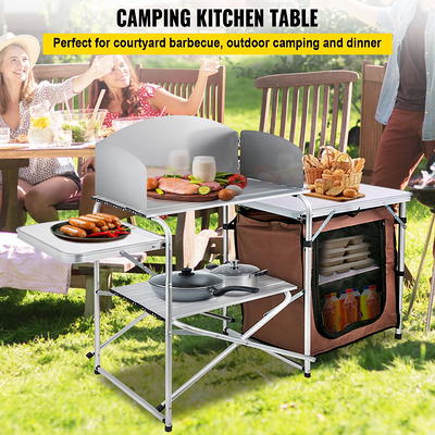 Costway Foldable Camping Table Outdoor BBQ Portable Grilling Stand Bag