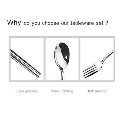 Travel Utensils Reusable, 5Pcs/Set Stainless Steel Reusable Cutlery Portable Travel Chopsticks Fork Spoon Portable Silverware Cutlery Set, Fork Spoon