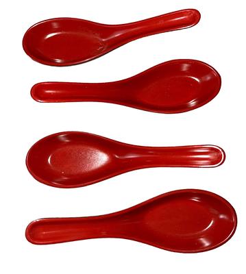 Red and Black Melamine Japanese Long Handle Spoons for Ramen