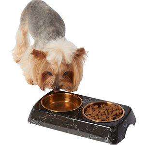 FRISCO Marble Stainless Steel Double Elevated Dog & Cat Bowls, Black, Small:  2 cup 