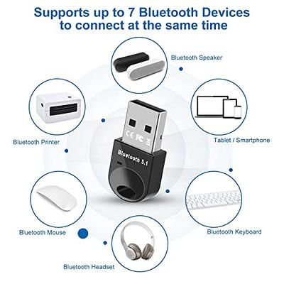 Bluetooth Adapter for PC,Bluetooth 5.0 USB Adapter - PC Bluetooth 5.0  Dongle Receiver Supports Windows 7/8.1/10 and Linux for Desktop, Laptop