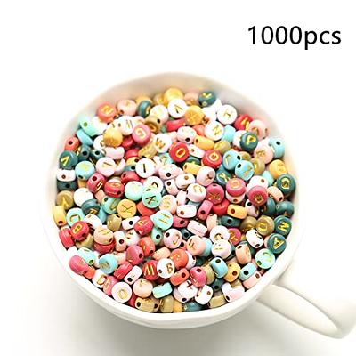 1000pcs Acrylic Small Letter Beads Round Colorful Small, Gold