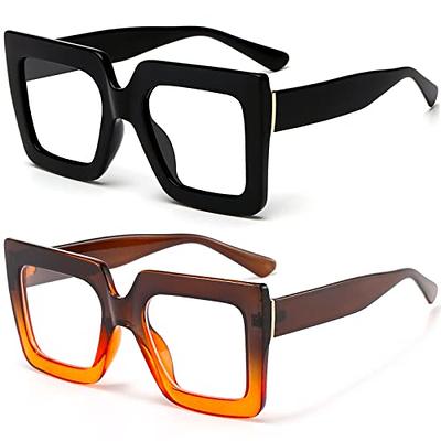  AIEYEZO Square Thick Frame Glasses for Women Men Fashion Blue  Light Glasses Trendy Chic Computer Eyeglasses (Black) : Health & Household