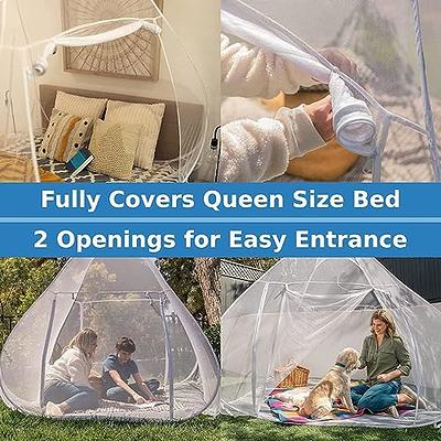 Even Naturals Luxury Mosquito Net Pop Up Tent, Large - for Twin to Queen  Size Bed Tent 