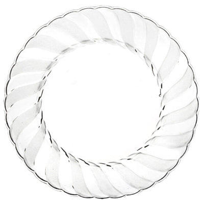 EcoQuality 6 inch Disposable Round White Plastic Plates with Floral Design  100 Guests