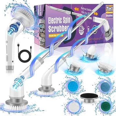 Rechargeable Electric Power Spin Scrubber with 7 Replaceable Brush