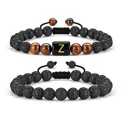 Lava Rock Bracelets for Men, Natural Mens Bracelets Beads Anxiety