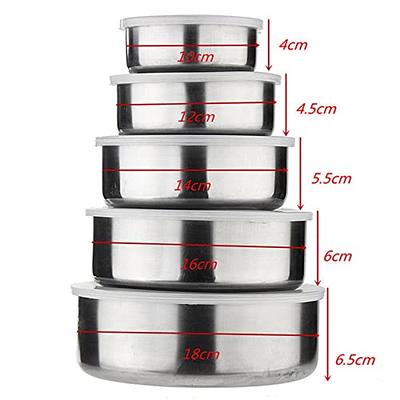 5 Pcs Stainless Steel Home Kitchen Food Container Storage Mixing Bowl Set-  Silver Stainless Steel Mixing Bowl Set - Large Mixing Bowl for Cooking  Food, Baking, Breading, Salad or Meal Prep 