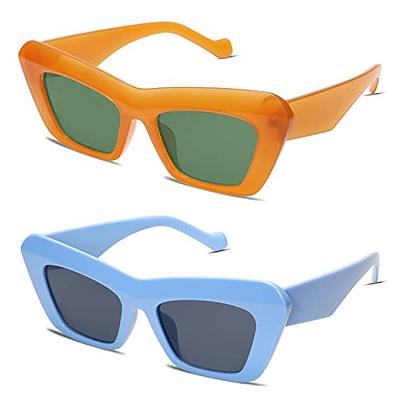 Fashion Retro Y2k Rectangle Sunglasses Cat Eye Shades Sun Glasses