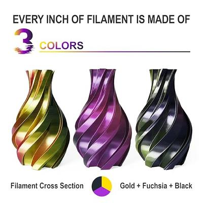 ZIRO PLA Filament Triple Color Coextrusion Silk 3D Printer Filament 1.75mm  for 3D Printer & 3D Pen, Multicolor PLA Rainbow Filament