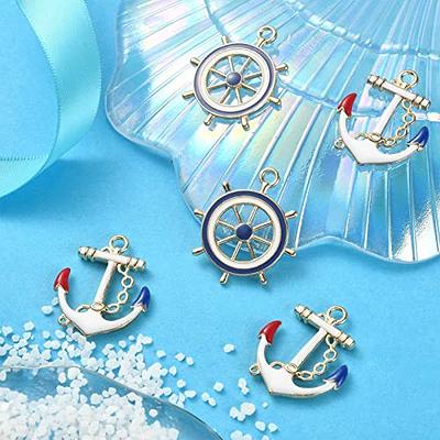 Ipotkitt 40 Pcs 2 Styles Enamel Nautical Anchor Charms White Ship