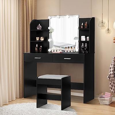 usikey Vanity Desk, Makeup Vanity Table with 10 LED Light Bulbs