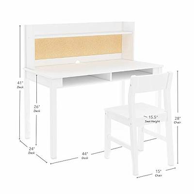 UTEX Kids Desk,Wooden Study Desk with Chair for Children,Writing Desk with  Storage and Hutch for Home School Use,White 