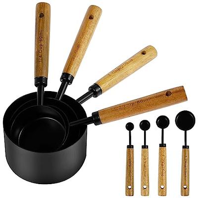 8pcs Measuring Cups And Spoons Set, Stainless Steel Measuring Cups And  Spoons With Wood Handle For Dry And Liquid Ingredients