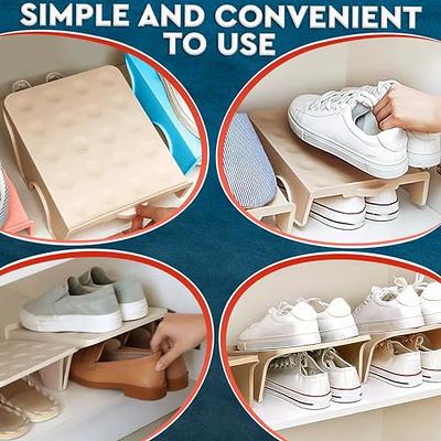 Shoe Racks for Closet Space Saver - 4pcs Closet Shoe Rack Floor Shoe Rack  Organizer Garage Storage Closet White Shoe Racks for Bedroom - Closet Shoe