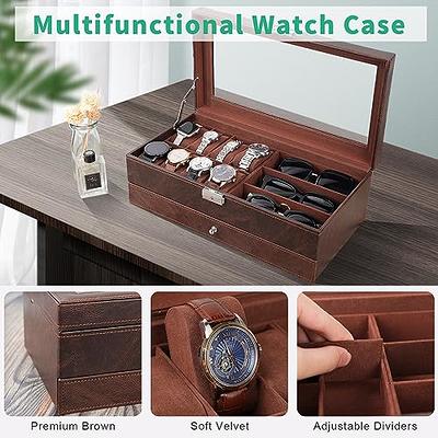 Ikkle Watch Box Organizer for Men and Women, Luxury Wooden Watch Jewelry Box  with Valet Drawer 