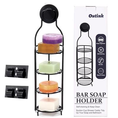 Glolaurge 4 Tier Shampoo Bar Holder, Stainless Steel Bar Soap Holder for  Shower Wall, Bathroom, Kitchen Sink, Black