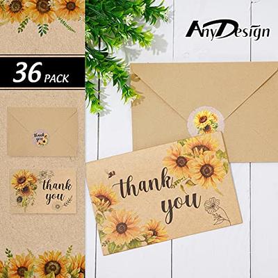 AnyDesign 36 Pack Kraft Sunflower Thank You Cards Assortment Bulk Spring  Summer Flower Blank Note Cards with Envelope Stickers Floral Thank You Greeting  Cards for Wedding Baby Bridal Shower, 4 x 6 - Yahoo Shopping