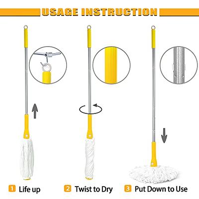 Eyliden Mop with 2 Reusable Heads, Easy Wringing Twist Mop, with 57.5