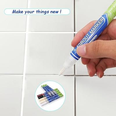 Grout Pen White Tile Paint Marker: Waterproof Grout Paint, Tile Grout  Colorant and Sealer Pens - White, Narrow 5mm Tip (7mL)