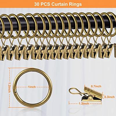 30 PCS 1-Inch Antique Brass Clips Curtain Hooks for Curtain Rod, This Small Drapery  Curtain Ring with Clips Hook Fit Up to 0.4~0.75 -inch Drapery Panel - Yahoo  Shopping