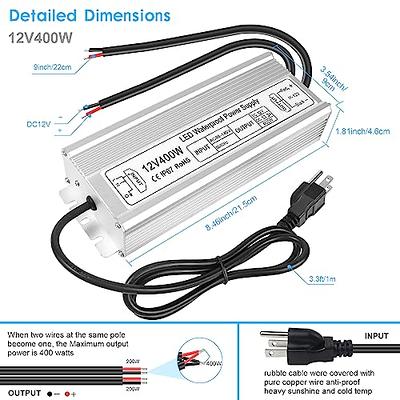 200W 12 Volt LED Power Supply, Waterproof IP67 LED Driver, 110V AC to 12V  DC Con