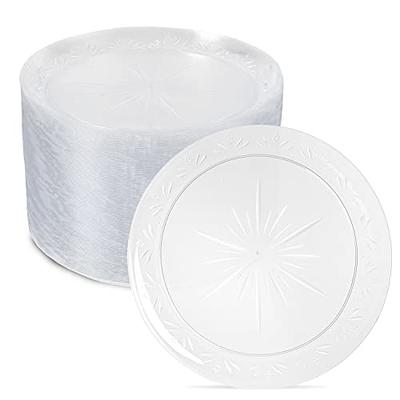 Exquisite 7 Disposable Plastic Plates Bulk - 100 Ct. Disposable  Dessert/Salad Plates, White 