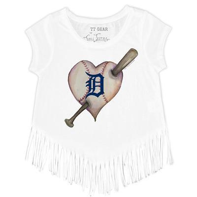 Tiny Turnip Detroit Tigers Youth White Girl Teddy T-Shirt