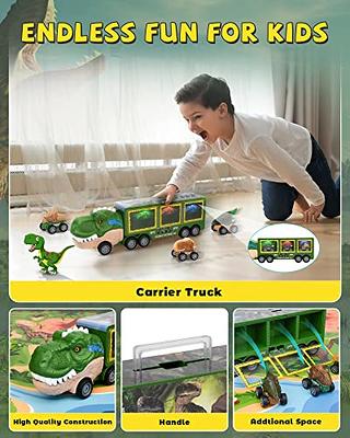 Dinosaur Toys for Kids Dinosaur Carrier Playset 3 Pull Back Car