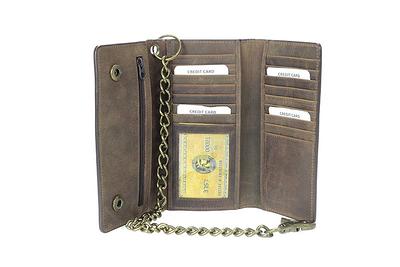 Cazoro RFID Blocking Men's Handmade Vintage Distressed Genuine Leather Bifold ID Window Wallet for Men (Logo Brown)