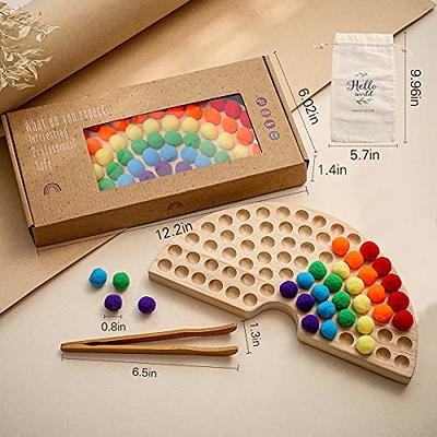 bopoobo Wooden Peg Board Beads Game Rainbow Clip Bead Puzzle Montessori  Sorting Toys Counting Matching Game Beads Early Education Board Game Fine