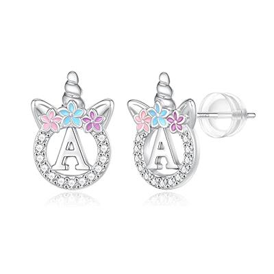 Christmas Gifts for Girls-Unicorns Gifts for Girls Sterling Silver Post  Unicorn Stud Earrings Letter A Initial Stud Earrings Unicorn Toys for Girls  Age 4-6 Kids Earrings Earrings for Little Girls - Yahoo