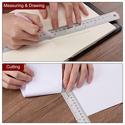 HARFINGTON Stainless Steel Ruler 20 Inch 50cm Metric English Ruler with  Conversion Table Small Metal Ruler Set Straight Edge Millimeter Ruler