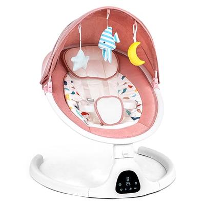 Baby Swing for Infants, Electric Bluetooth Baby Rocker, 5 Sway Speeds,  Touch Screen Remote Control, Pink 