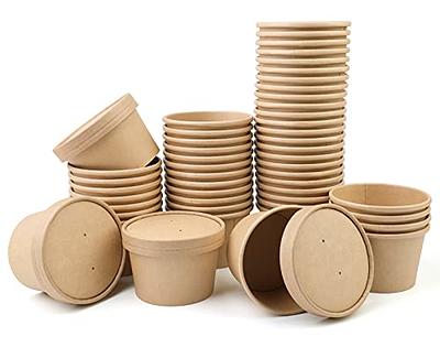 50 Pack] 12 oz Disposable Kraft Paper Soup Containers with Vented LIDS -  Half Pint Ice Cream Containers, Frozen Yogurt Cups, Restaurant,  Microwavable, Take Out, Food Storage, Recyclable 