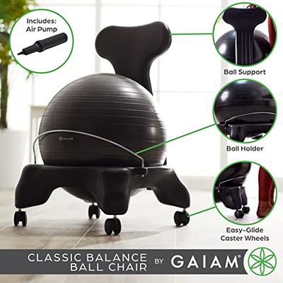 Gaiam Essentials Balance Ball & Base Kit, 65cm Yoga Ball Chair, Exercise  Ball with Inflatable Ring Base for Home or Office Desk, Includes Air Pump