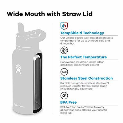 Hydro Flask Water Bottle Wide Mouth Straw Lid 20 Oz, Hibiscus - 2.0 NEW  DESIGN 