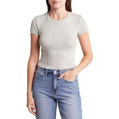 SEAMED SCOOP NECK TEE