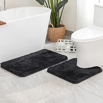 MIULEE Microfiber Toilet Bath Mat U-Shaped Contour Shaggy Bathroom Rug