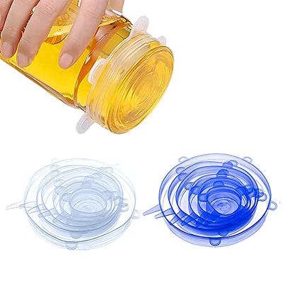 Silicone Bowl Lids Blue Set of 5 Reusable Suction Seal Covers for Bowls,  Pots, Cups. Food Safe. Natural grip, interlocking handles for easy use and