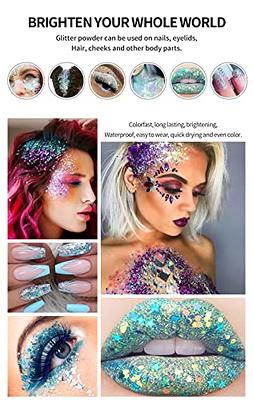  Baby Blue Body Glitter,Singer Concerts Face Glitter  Makeup,Holographic Chunky Sequins Glitters For Eye Lip Hair Nails,Festival  Rave Accessories For Face Gems,03 Baby Blue Glitter
