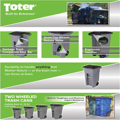 Toter Trash Can Brownstone with Wheels and Lid, 48 Gallon - Yahoo Shopping