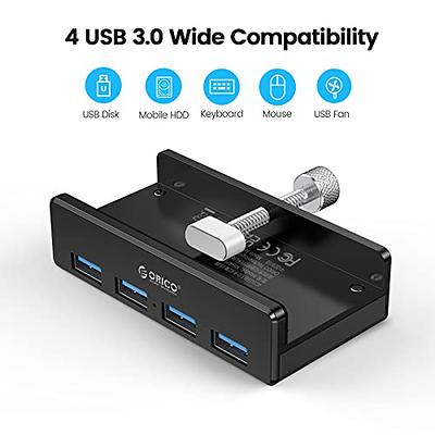 ORICO USB 3.0 Hub, USB Hub Clamp, Aluminum 4-Port USB Splitter with Extra  Power Supply Port and 4.92 FT USB Data Cable, Desktop Powered USB Hub for